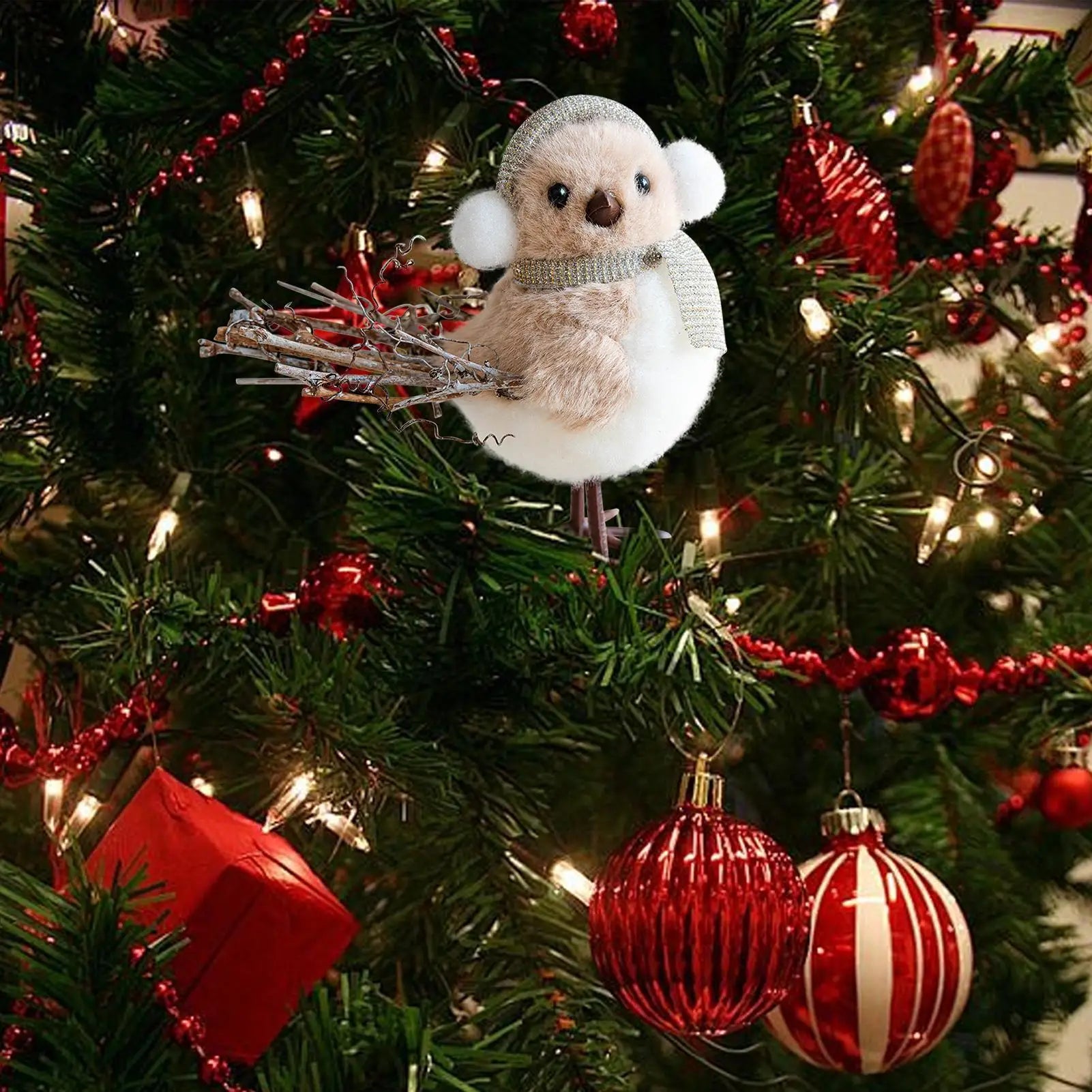 Christmas Tree Ornament Foam 3D Bird Design Holiday Decorations Christmas Foam Bird Pendant For Tree For Bedroom Balconies Peaceful Pleasures Health and Wellness
