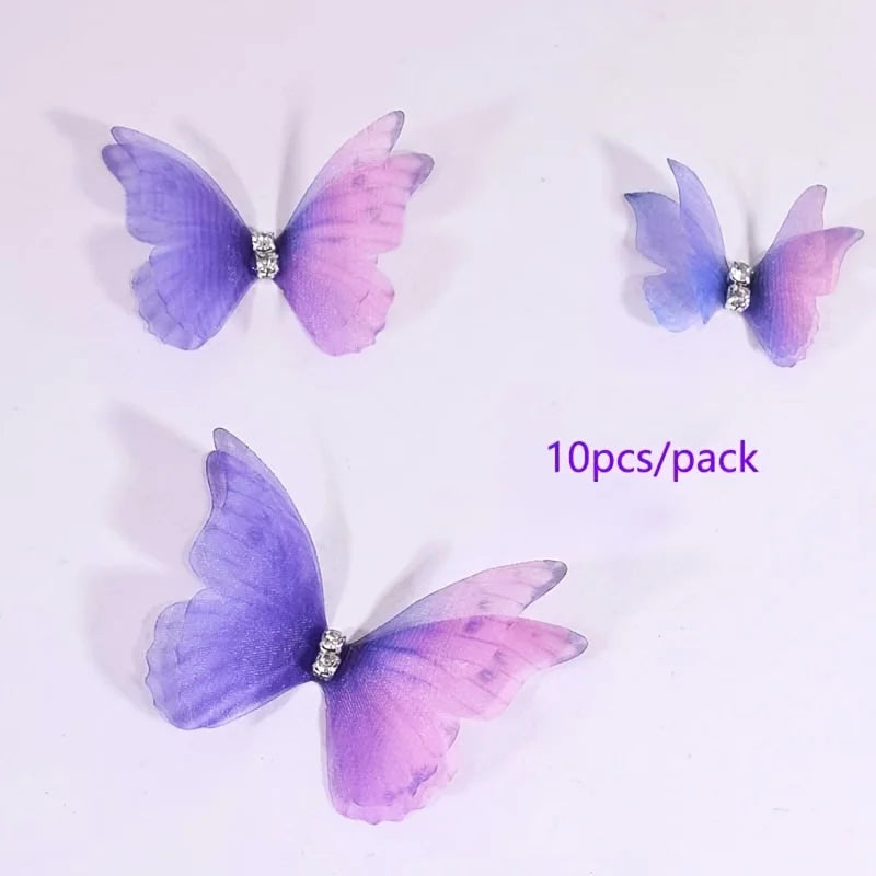 10pcs Elegant 3D Butterfly Hair Decorations – DIY Headwear & Craft Embellishments Hair Accessory Peaceful Pleasures Health and Wellness Purple China Mainland A pack of 10 pieces