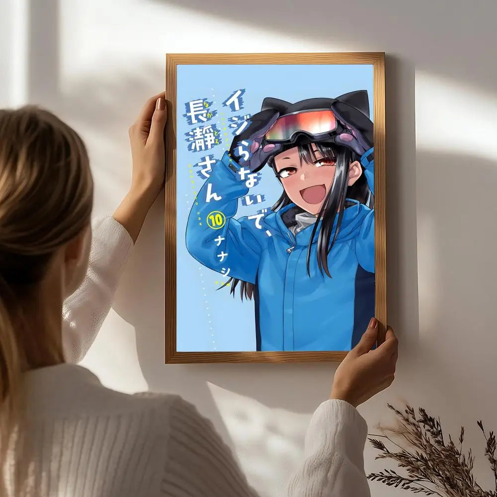 Anime Don't Toy with Me, Miss Nagatoro Poster HD Self Adhesive Waterproof Wall Art Ideal for Home Office Dorm Bedroom Great Gift Peaceful Pleasures Health and Wellness White8 30X40cmNoframe
