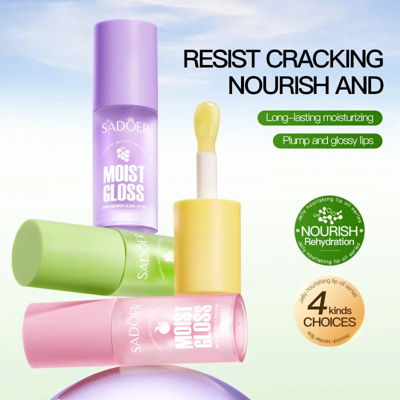 SADOER Fruit Crystal Jelly Lip Oil – Plumping Moisturizing Gloss