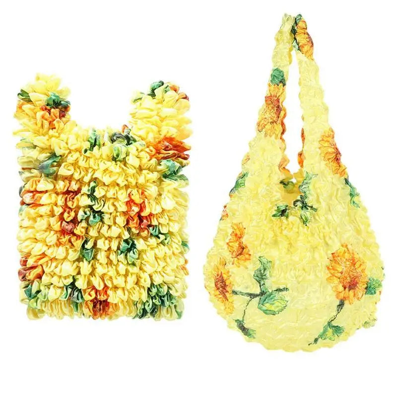 Pleated Foldable Shopping Bag – Large Capacity Stretch Handbag