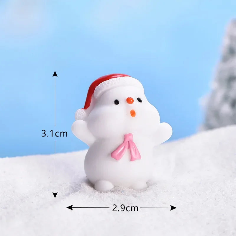 Mini DIY Resin Christmas Santa Snowman Figurine Micro Landscape Model Miniature Garden Figurine New Year Home Ornament Decor Peaceful Pleasures Health and Wellness 12