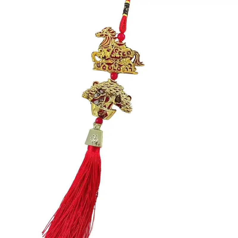 2026 Year of the Horse Lucky Red Gold Pendant | Chinese New Year