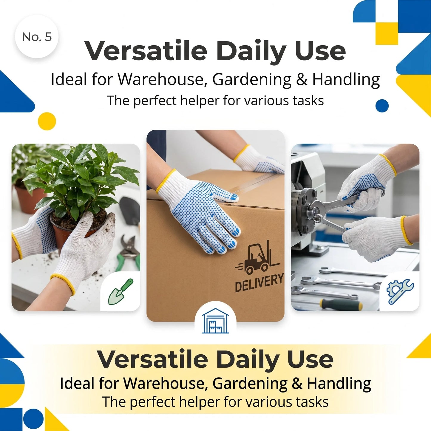 Safety Work Gloves Non-Slip Rubber Dot Protective Gloves for Men Women Gardening Mechanic Construction Painter Household Working Peaceful Pleasures Health and Wellness