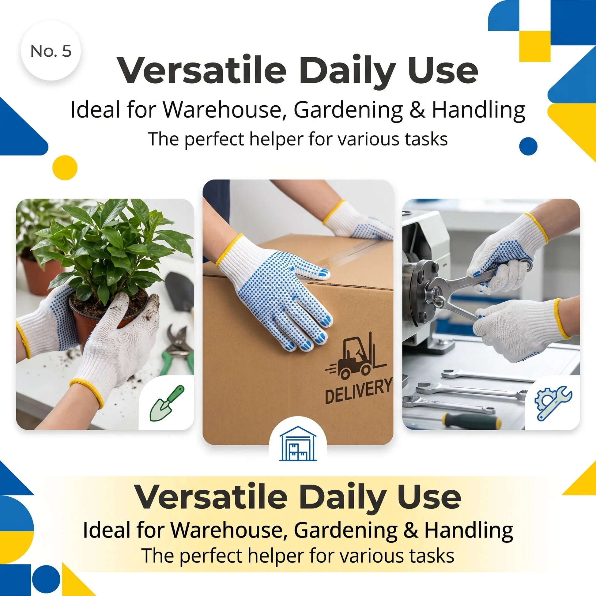 Safety Work Gloves Non-Slip Rubber Dot Protective Gloves for Men Women Gardening Mechanic Construction Painter Household Working Peaceful Pleasures Health and Wellness