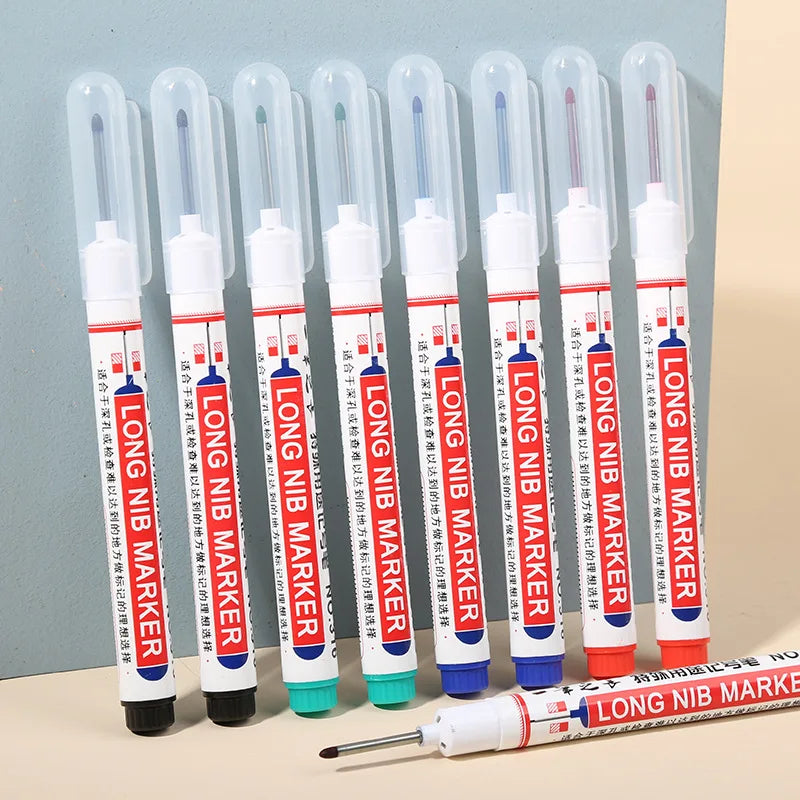 Deep Hole Long Nib Head Markers Metal Perforating Pen Waterproof