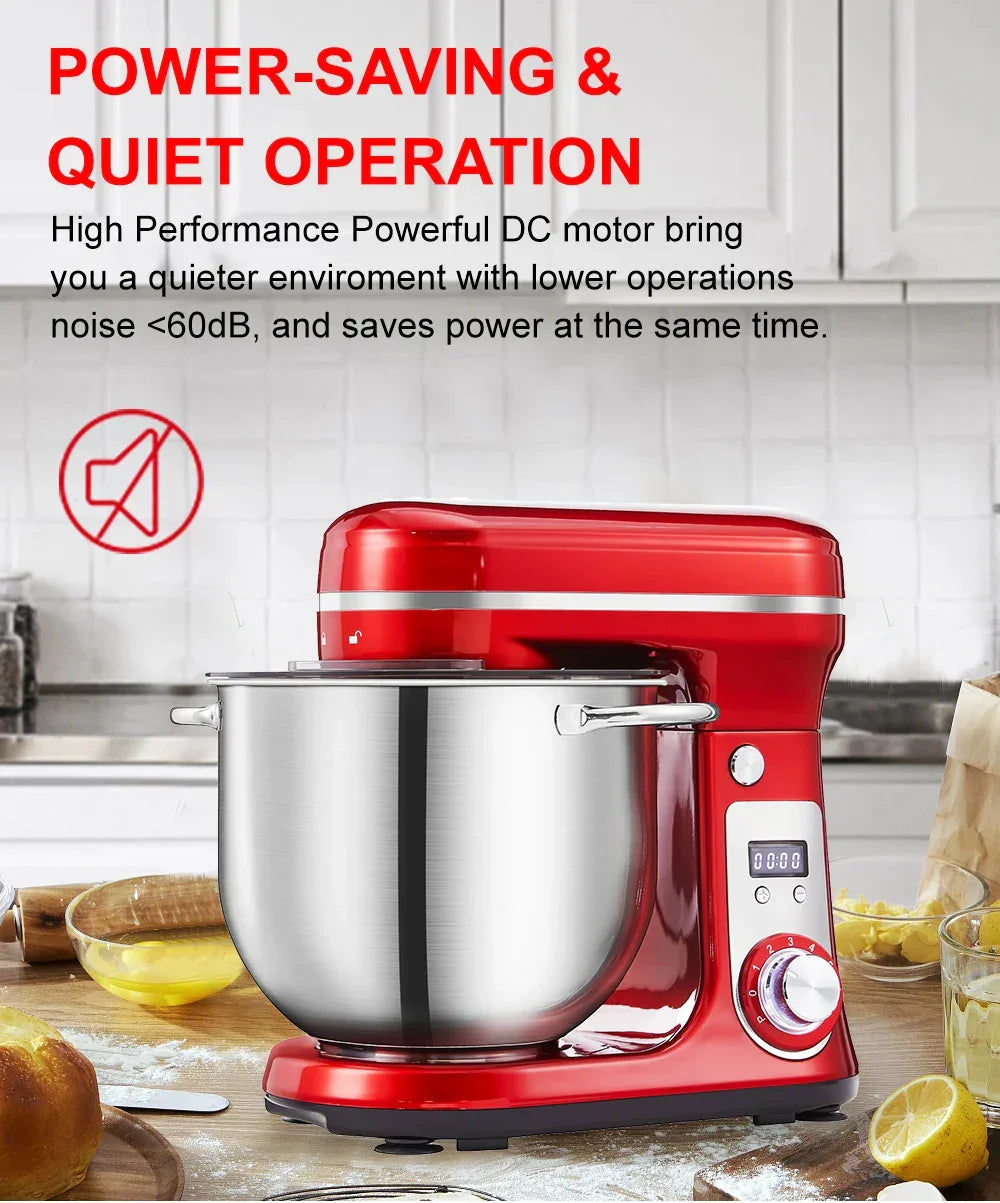 BioloMix 1200W 6L Stand Mixer – 6-Speed, Quiet DC Motor, Tilt-Head Stand Mixer BioloMix