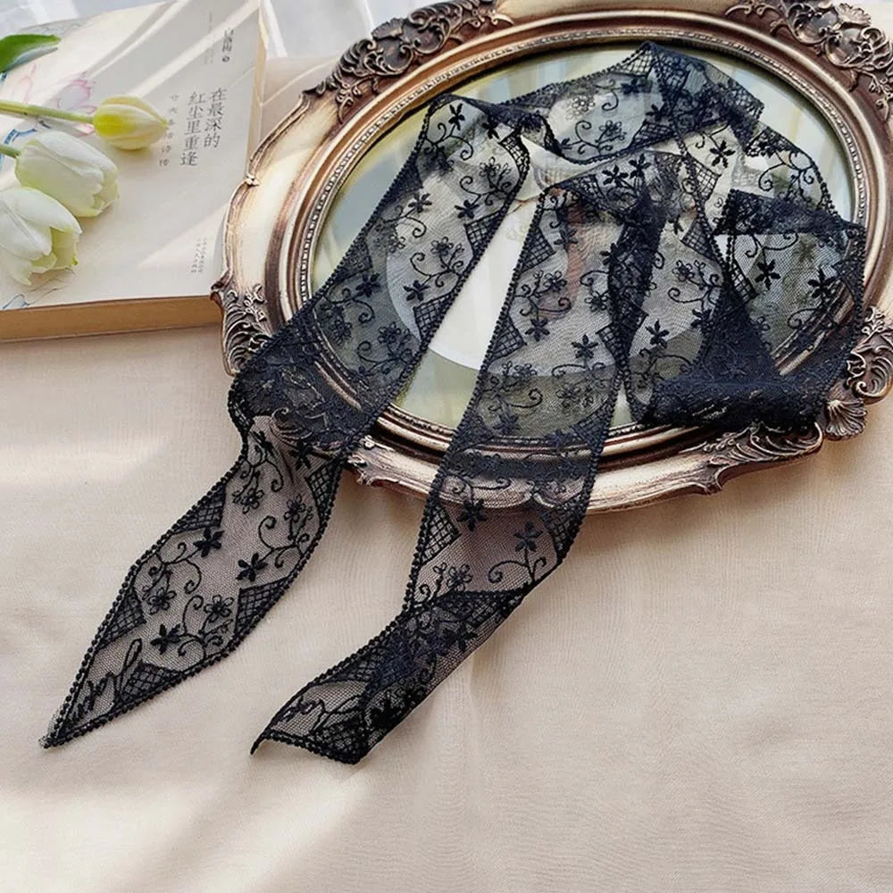 Women's Soft Lace Hair Ribbon Headband & Neck Scarf | Floral