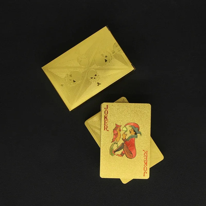 Gold Foil Skull Poker Cards Waterproof PVC Plastic Magic Cards For Gambling Board Game Washable Flexible Use Playing Cards Peaceful Pleasures Health and Wellness