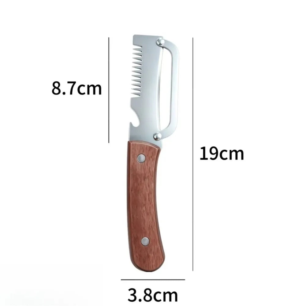 3-in-1 Stainless Steel Vegetable Peeler with Wood Handle