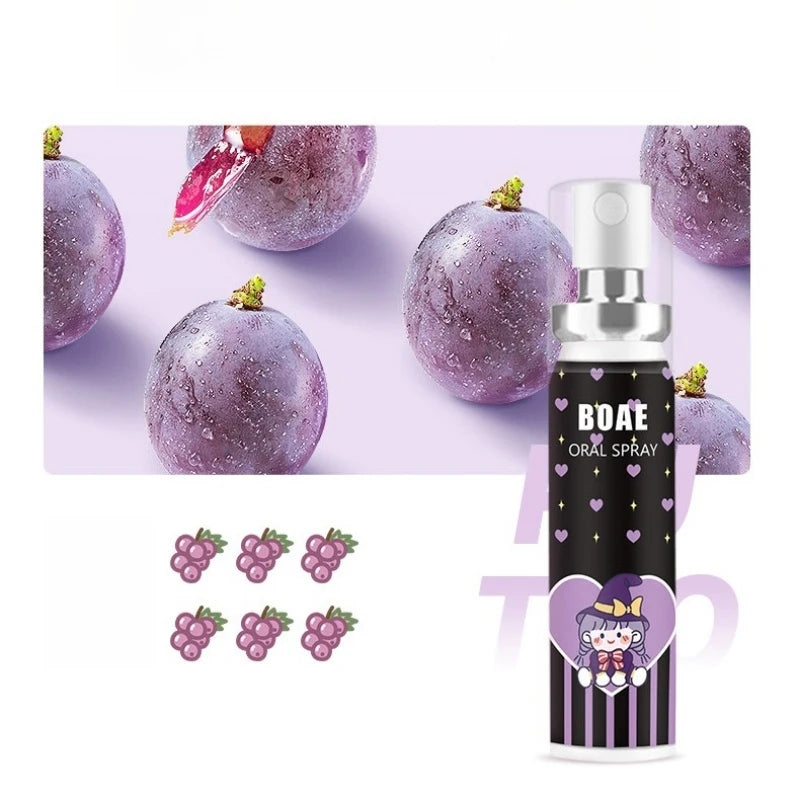 2pcs Grape-Flavored Cartoon Oral Spray 17ml Portable Breath Freshener Spray with Long-Lasting Fragrance Travel Peaceful Pleasures Health and Wellness