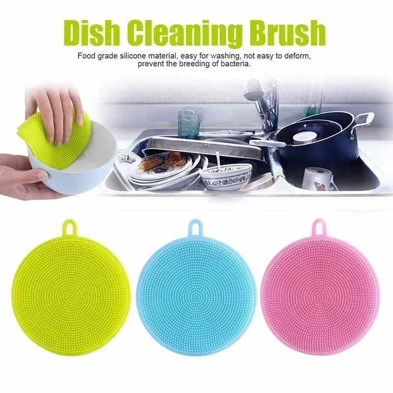 Kitchen Silicone Dish Washing Scrubber Cleaning Brush Bowl Pot
