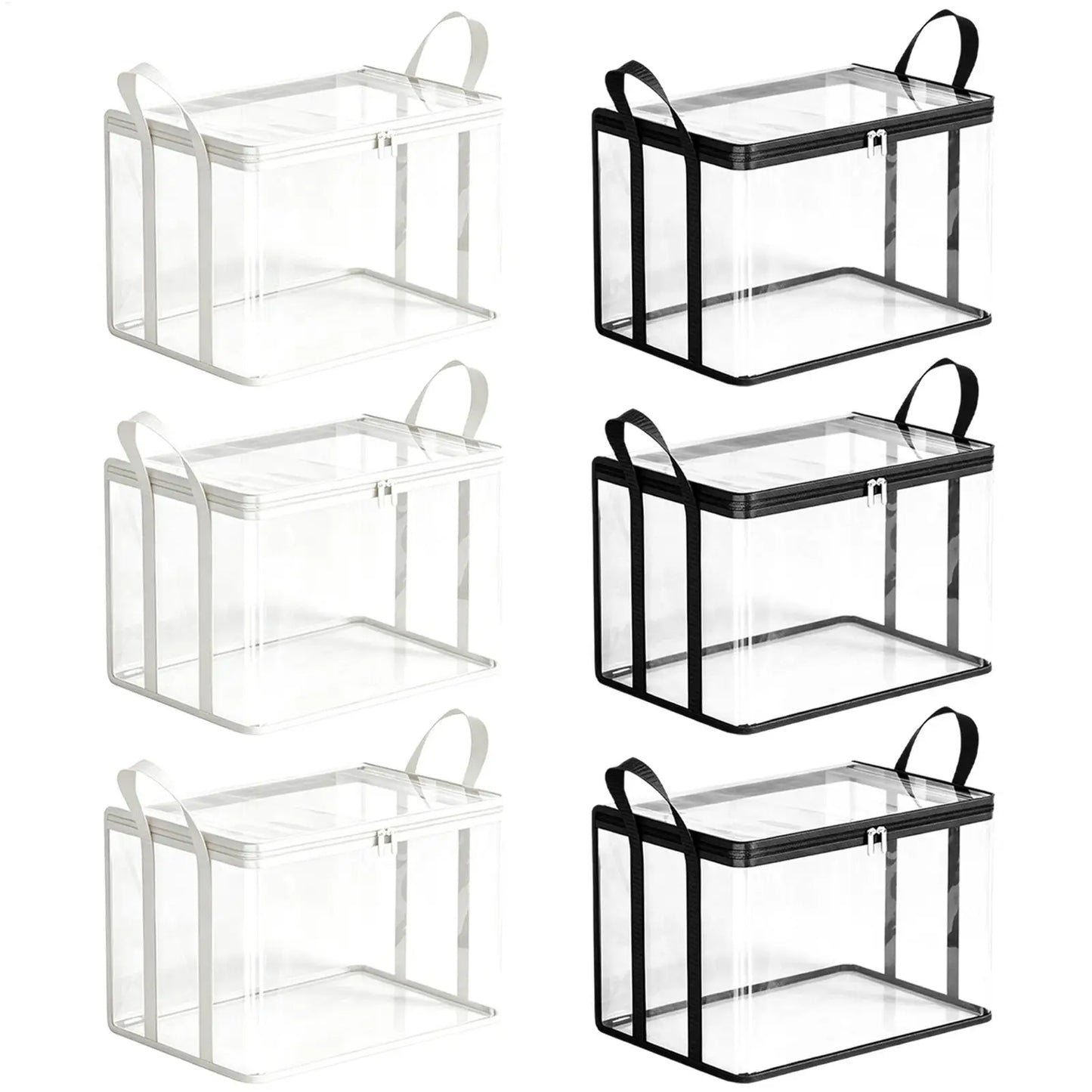 3-Pack Clear Zipper Storage Bags for Books, Media & Moving
