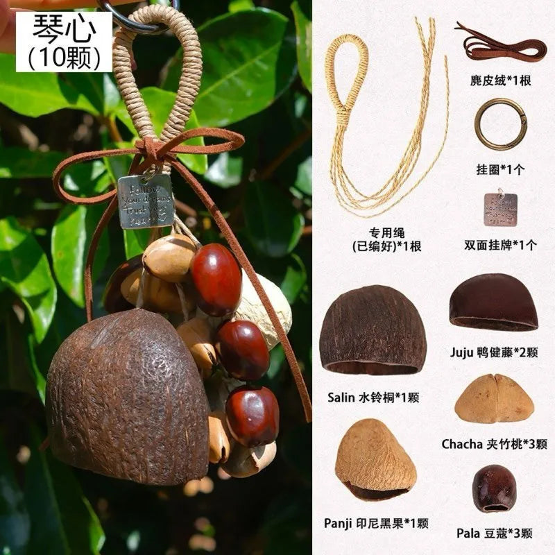 DIY Natural Seed Shell Shakers Indonesia Fruit Materials Bag Handmade