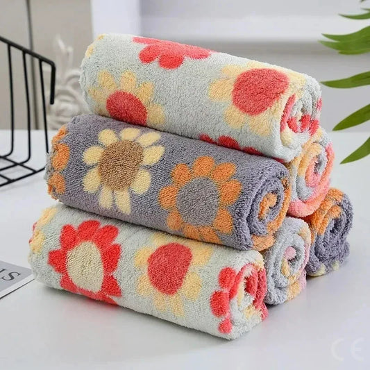 4Pcs Kitchen Cleaning Cloths Soft Absorbent Dishcloth Coral Fleece Sunflower Wiping Towel Rags Household Cleaning Cloth 30X30CM Peaceful Pleasures Health and Wellness