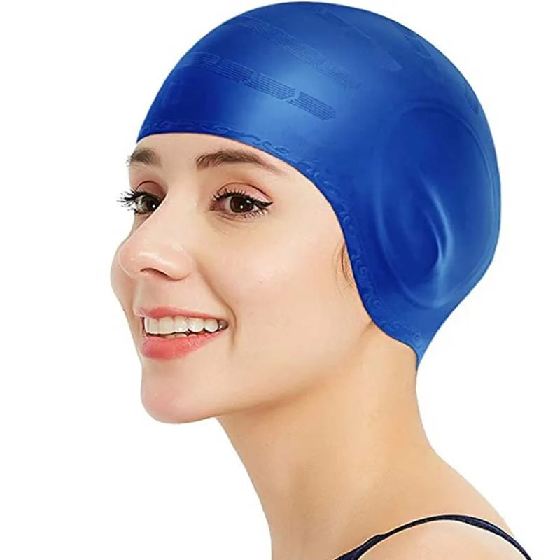 Waterproof Silicone Swim Cap – Large, High Elasticity, Ear Cover