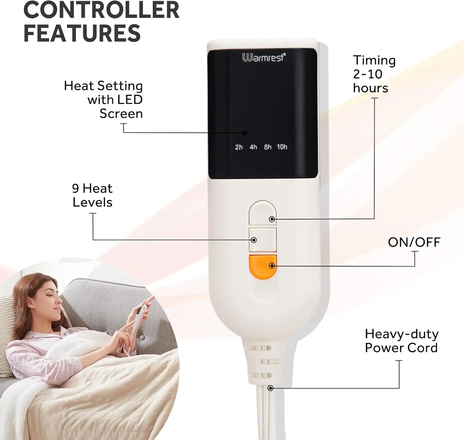 Twin Electric Heated Blanket – 6 Heat Levels, Beige 62x84" Peaceful Pleasures Health and Wellness