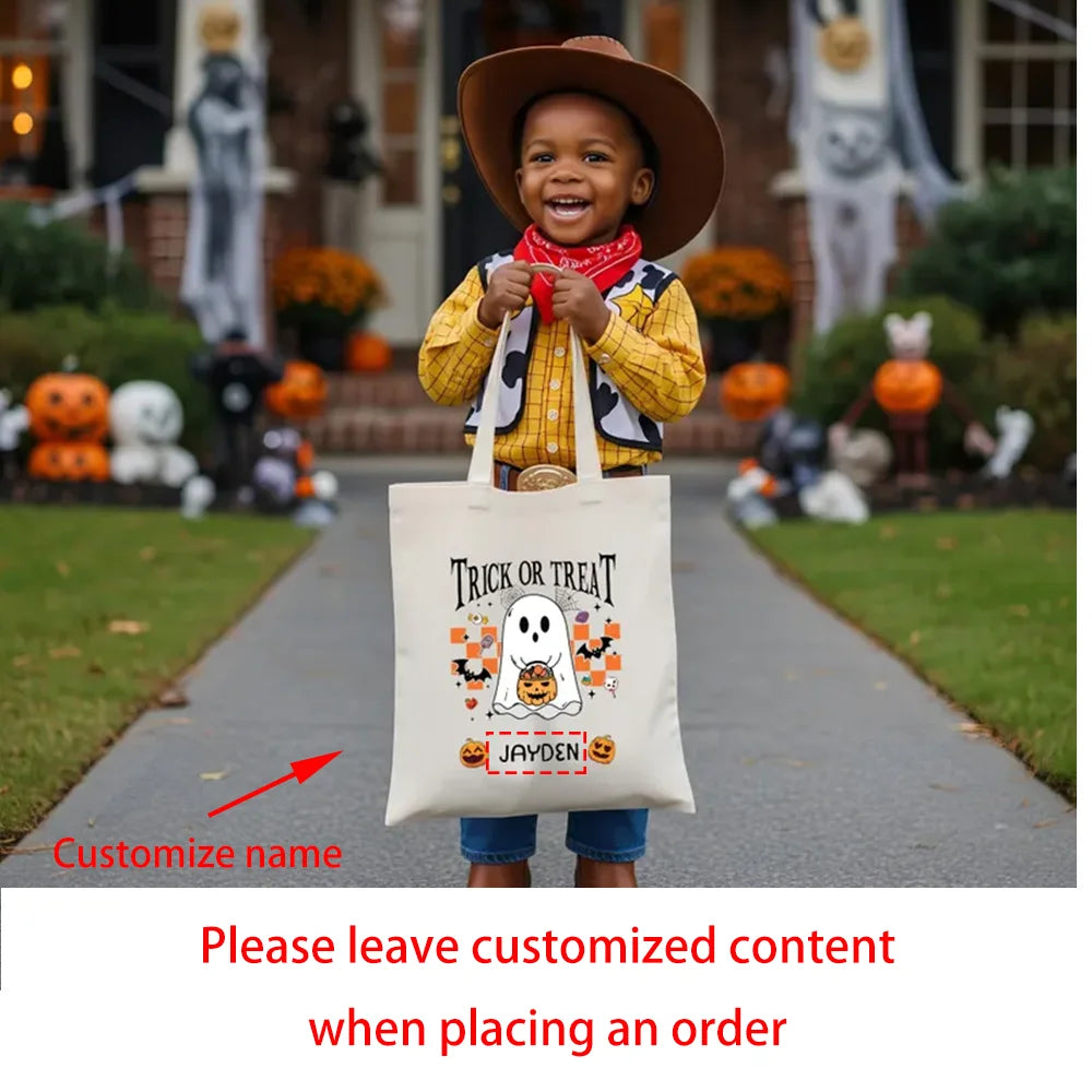 Custom Kids Trick or Treat Bag | Ghost Halloween Candy Bag