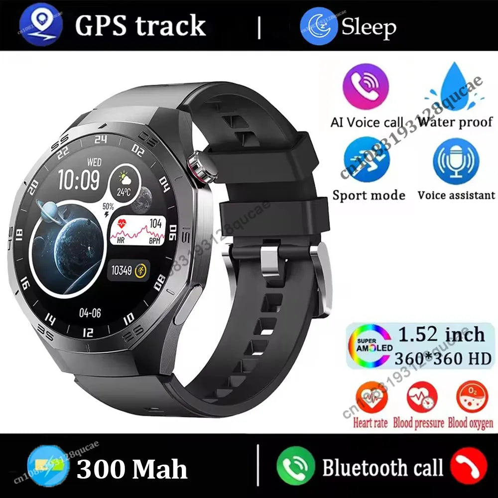 2026 New Smart Watch Men's 1.52 HD Screen Bluetooth Talk Heart Rate Monitor Men Women NFC Outdoor Sport Tracker Smart Watch MA27 Peaceful Pleasures Health and Wellness Black