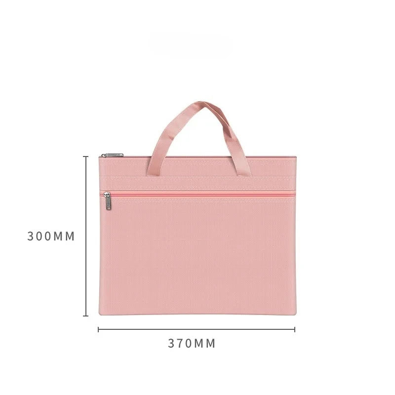 A4 Waterproof Zipper Pouch | Double Pocket Document Bag Document Zipper Pouch Peaceful Pleasures Health and Wellness Pink