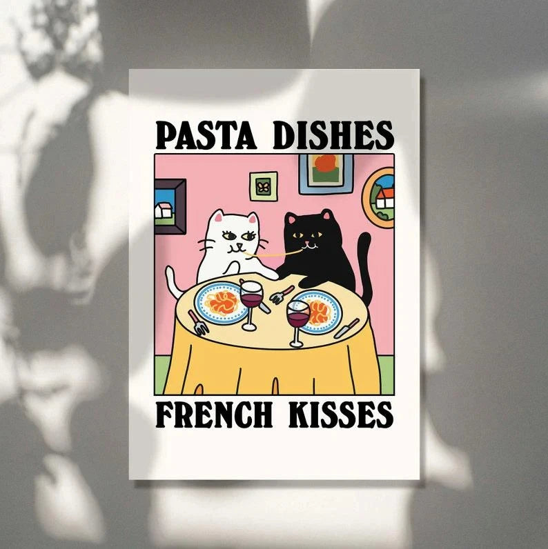 Cartoon Cat Canvas Wall Art Print | Kids & Living Room Decor