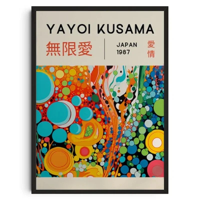 Abstract Yayoi Kusama Style Canvas Poster, Japanese Modern Art Mural Frameless Wall Art for Home Living Room Gallery Decor Peaceful Pleasures Health and Wellness DD027-29 50x70cm Unframed