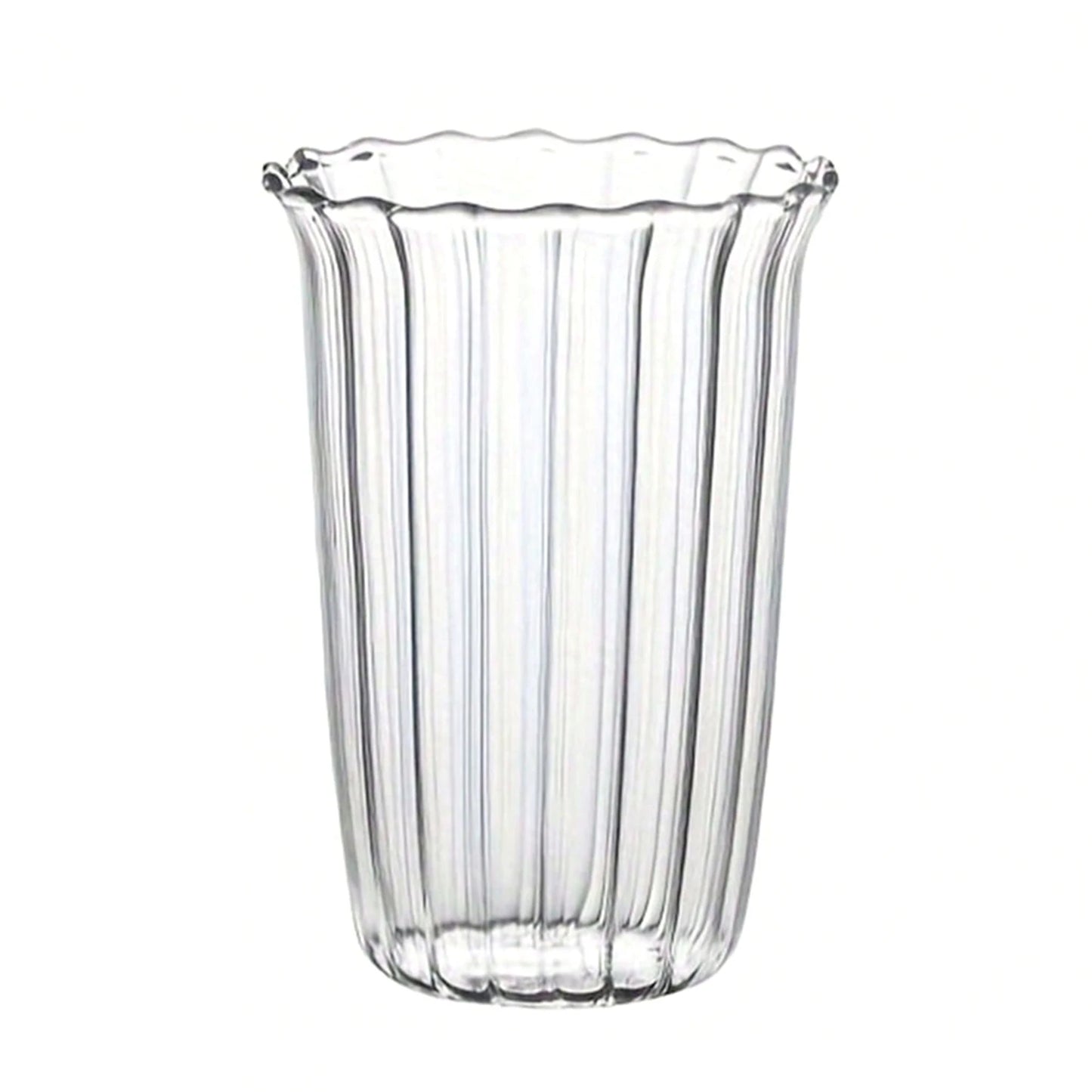 Transparent Glass Striped Cup Easy to Clean Vintage Cocktail Latte Mugs Suitable for Ice Cream Milkshakes Peaceful Pleasures Health and Wellness Vertical Stripes Vertical Stripes