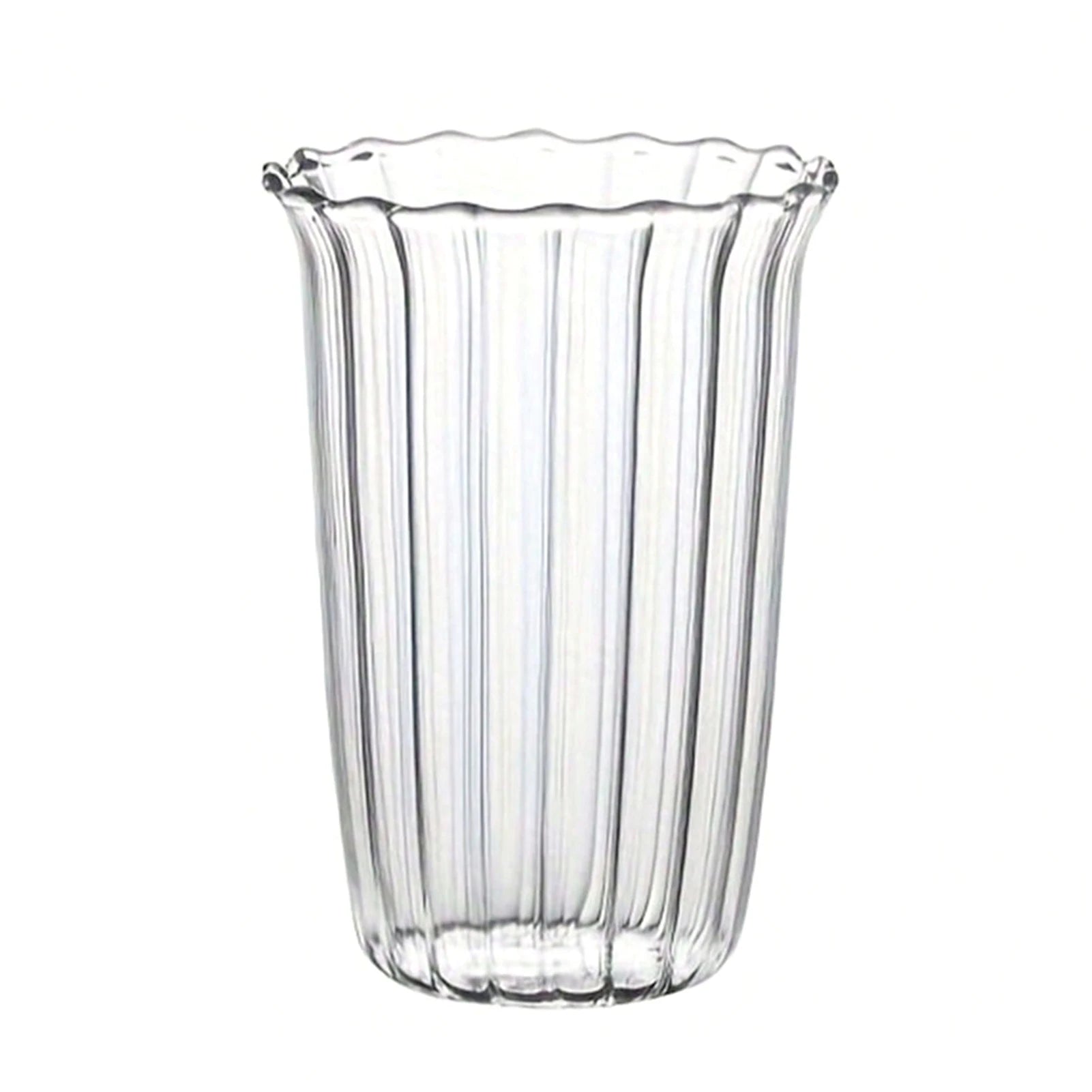 Transparent Glass Striped Cup Easy to Clean Vintage Cocktail Latte Mugs Suitable for Ice Cream Milkshakes Peaceful Pleasures Health and Wellness Vertical Stripes Vertical Stripes