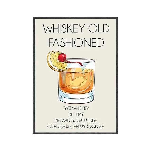 Gin & Tonic Cocktail Canvas Wall Art | Bar Home Decor Print