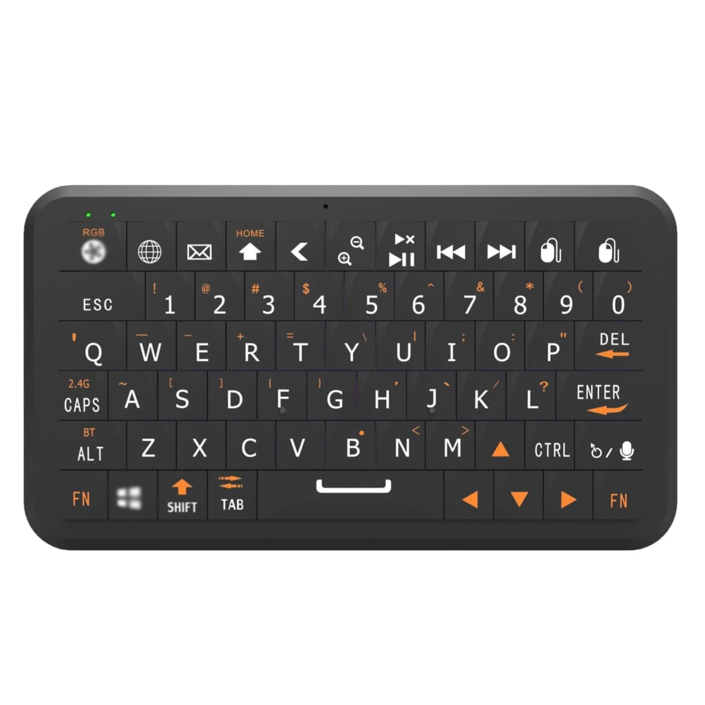 Mini Keyboard With Bluetooth 5.0/2.4G 64 Keys RGB Backlight Options Rechargeable Battery Type-C For Win/For iOS/For Android Peaceful Pleasures Health and Wellness black