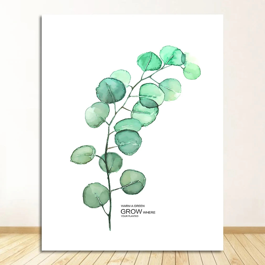 Tropical Green Leaves Watercolor Canvas Wall Art Print Canvas Wall Art Print Peaceful Pleasures Health and Wellness 1483-03 30x40cm Unframed