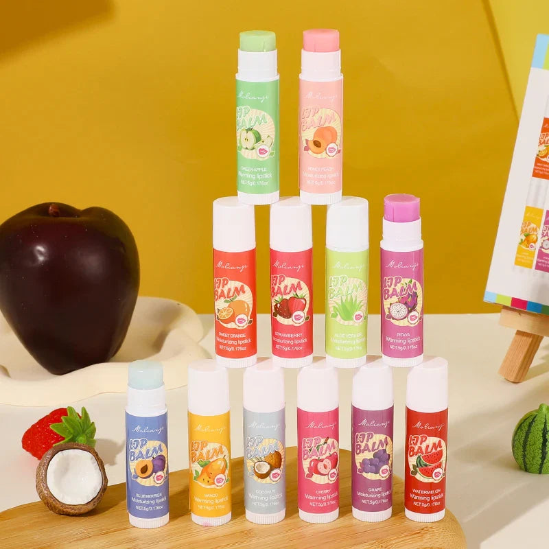 12-Piece Fruit Lip Balm Set – Moisturizing & Alcohol-Free