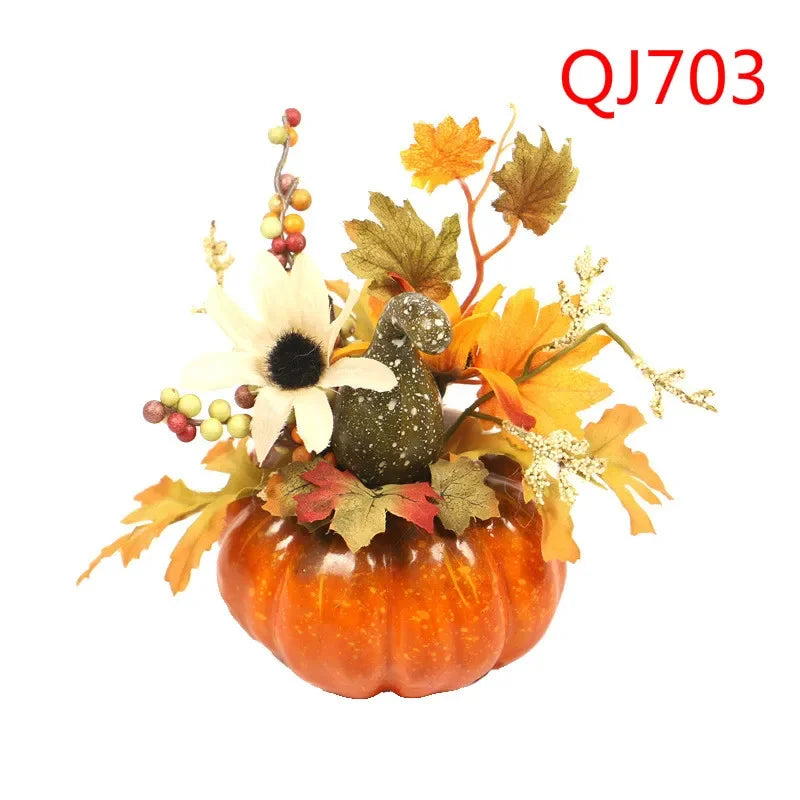 Halloween Simulation Pumpkin Table Ornament Maple Leaf Pomegranate