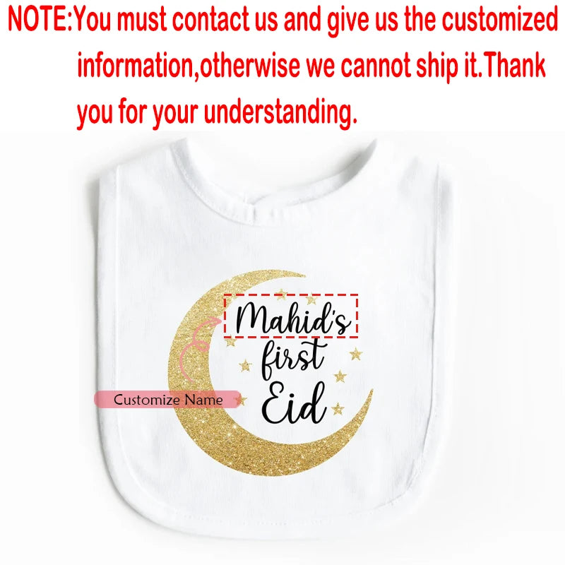 Personalized First Eid Baby Bib | Custom Ramadan Gift Personalized Baby Bib Peaceful Pleasures Health and Wellness custom name 21x32cm
