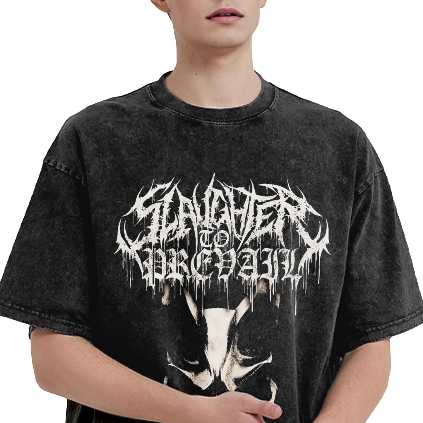 Vintage Washed T Shirt Slaughter to Prevail Loose T Shirts Christmas Novelty Tee Shirt for Men Beach Awesome Casual Top Tees Peaceful Pleasures Health and Wellness