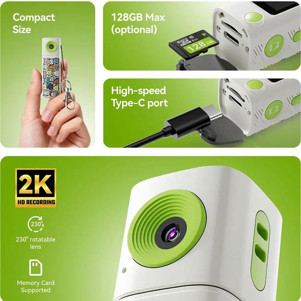 Thumb Sports Digital Camera HD Video Photo Student Mini Pocket Camera Outdoor Travel Vlog Recording Device Peaceful Pleasures Health and Wellness