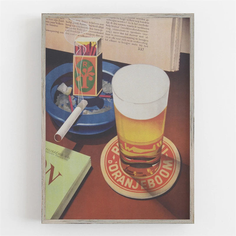 Vintage Beer and Cigarette Rodeo Poster Print Canvas Painting Wall Art Picture for Retro Bar Living Room Home Decoration Peaceful Pleasures Health and Wellness J0093-4 50x70cm