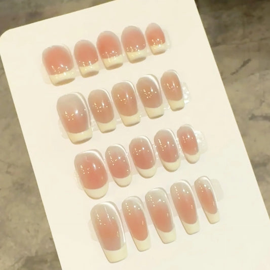 10pcs Handmade French Cat Eye Press on Nails Ins Simple Nude Pink Sweet Girl Fake Nails Reusable Wearable Korean False Nail Tips Peaceful Pleasures Health and Wellness