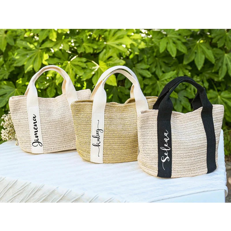 Personalized Beach Straw Tote Bag | Bridesmaid & Bachelorette Gift