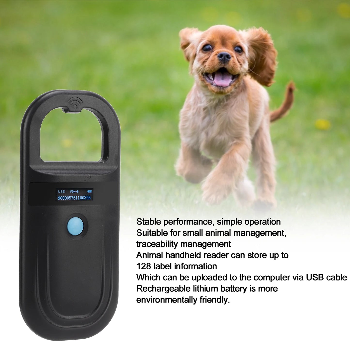 Pet Microchip Scanner 134.2KHz | Handheld RFID Reader Cats Dogs