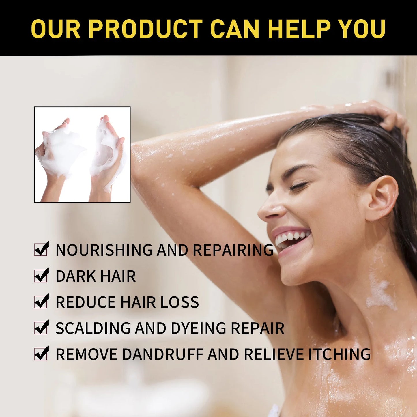 100ml Black Color Hair Dyeing Shampoo 3-in-1 Natural Herbal Instant Coloring Shiny Hair Dye Shampoo Cleaning Nourishing Hair Peaceful Pleasures Health and Wellness