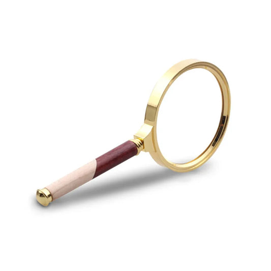 90Mm 6X High Magnification Hand-Held Magnifying Glass for The Elderly Reading Color Matching Solid Wood Handle Detachable Peaceful Pleasures Health and Wellness 90mm 6X