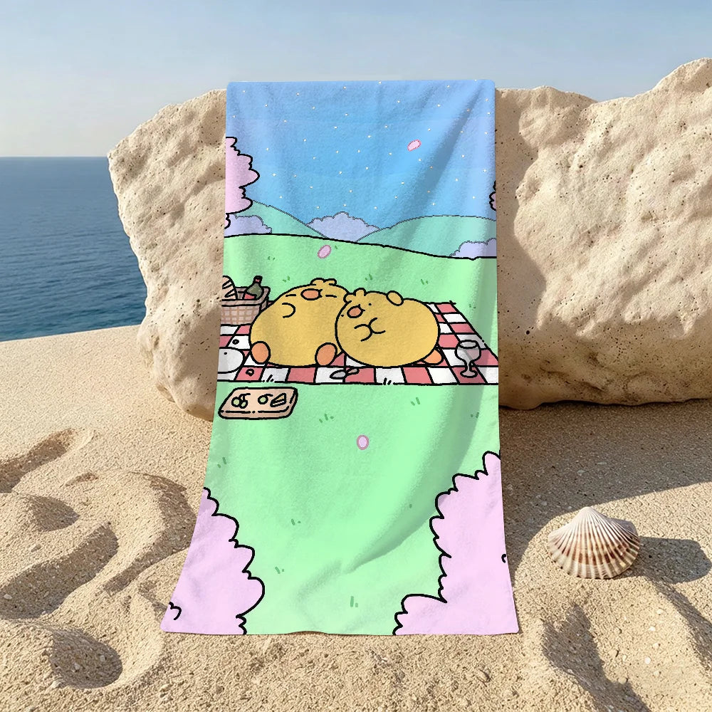 Cartoon Print Quick-Dry Beach & Bath Towel | Multi-Use Beach Bath Towel Peaceful Pleasures Health and Wellness 2 STJ150x260CM