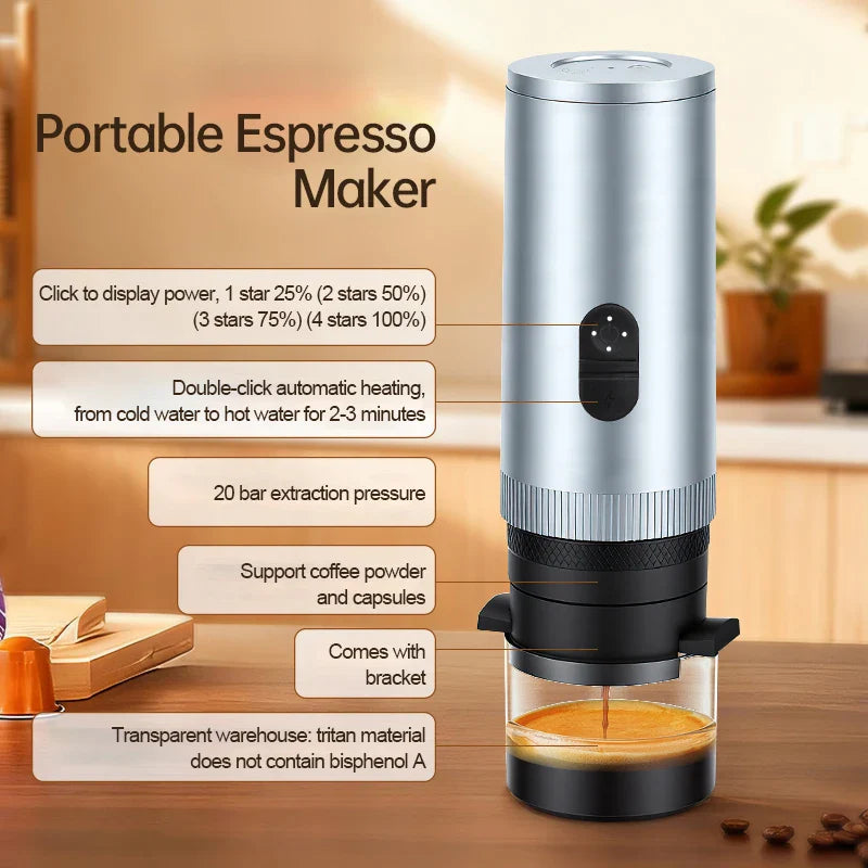 Portable 3-in-1 Espresso Machine 20 Bar USB Car & Camping