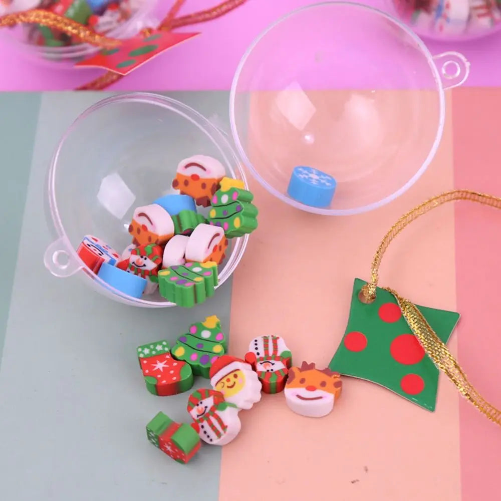 Kawaii Christmas Mini Eraser Ball Set – 22pcs Santa & Snowman