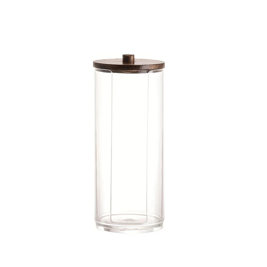 Cotton Swab, Ball & Pad Holder – Clear Apothecary Jar Bathroom Storage Organizer (1 or 3 Pack)