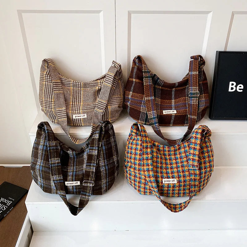 New Style Strap Versatile Vintage Wool Crossbody Bags Casual Minimalist Large Capacity Dumpling Handbag Shoulder Bags Versatile Peaceful Pleasures Health and Wellness