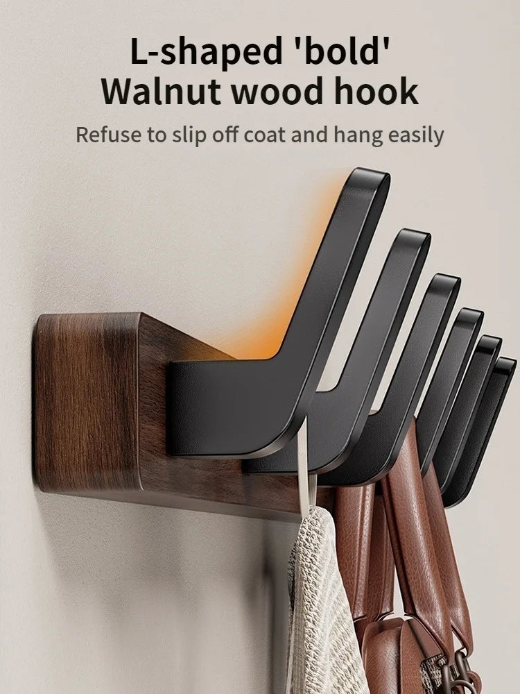 Wood & Aluminum Wall Hook Rack | Towel, Coat & Kitchen Hanger