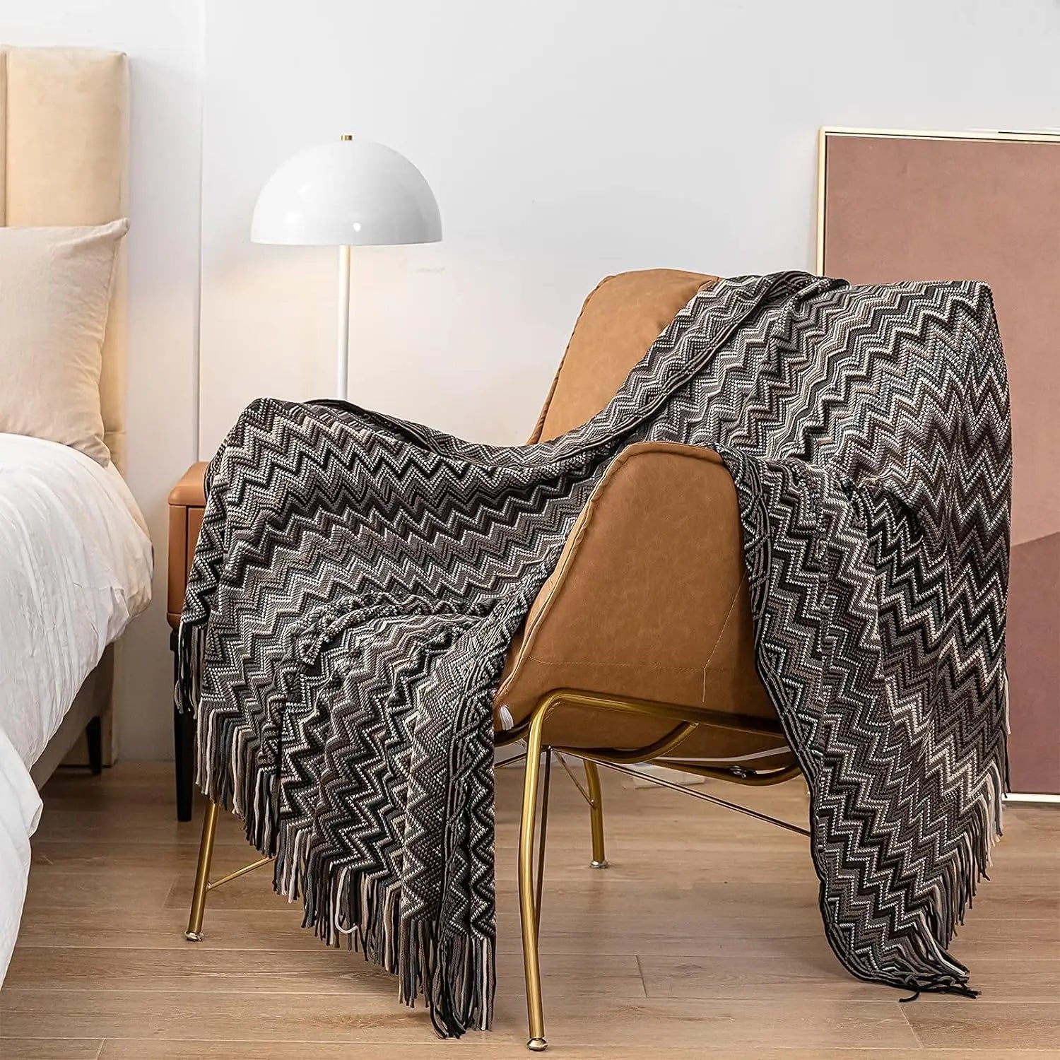 Battilo Boho Throw Blanket Lightweight Knit Throw With Tassels Bohemian woven Sofa Blankets Soft Bed Plaid Decorative Blanket Peaceful Pleasures Health and Wellness