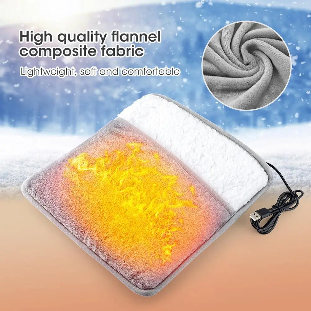 USB Electric Foot Warmer Pad – Soft Plush Washable Heating Mat